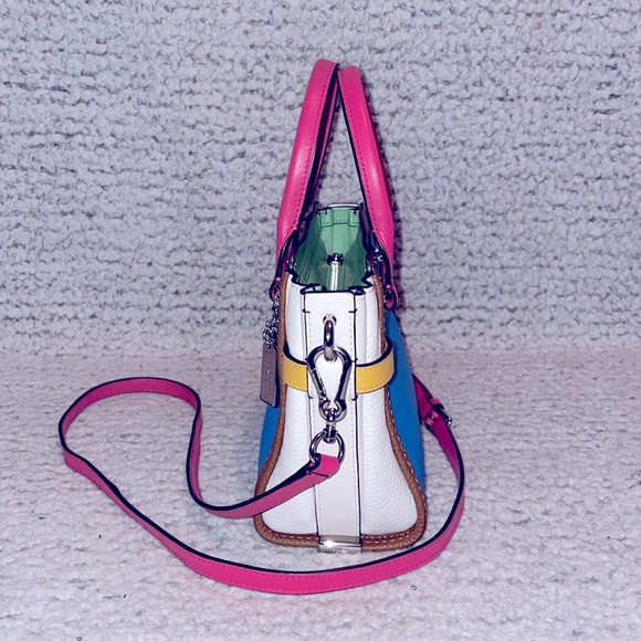 Coach Swagger 21 Rainbow Colorful Color Block Satchel Crossbody Purse Bag - Picture 7 of 16